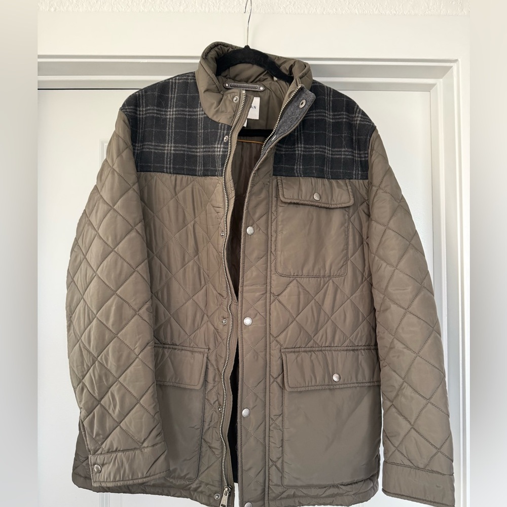 Cole Haan Signature Mixed Media Quilted Jacket (color: Olive)